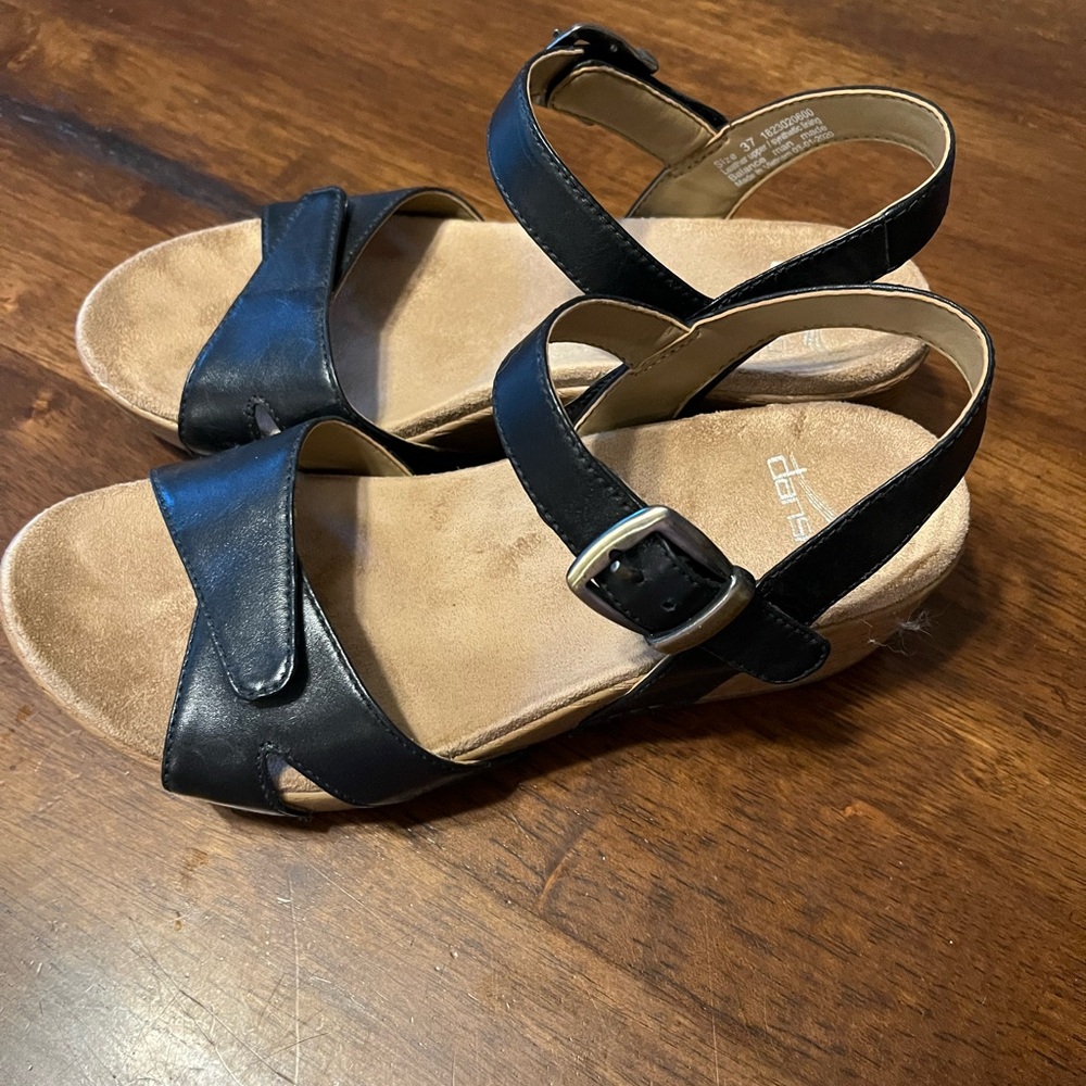 Dansko Black Leather Sandals - Picture 2 of 9
